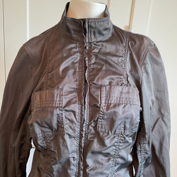 Betty Barclay Collection Lightweight Full Zip Jacket w Ruching Detail Grey Sz 10 - Picture 5 of 12